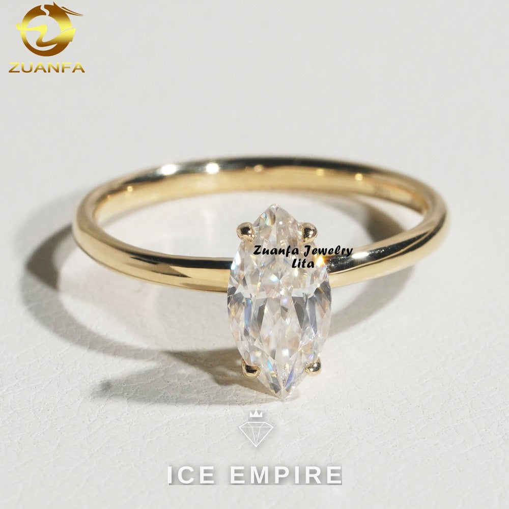 Iced Out Rose Gold Plated Moissanite Engagement Ring