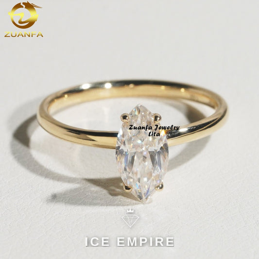 Iced Out Rose Gold Plated Moissanite Engagement Ring