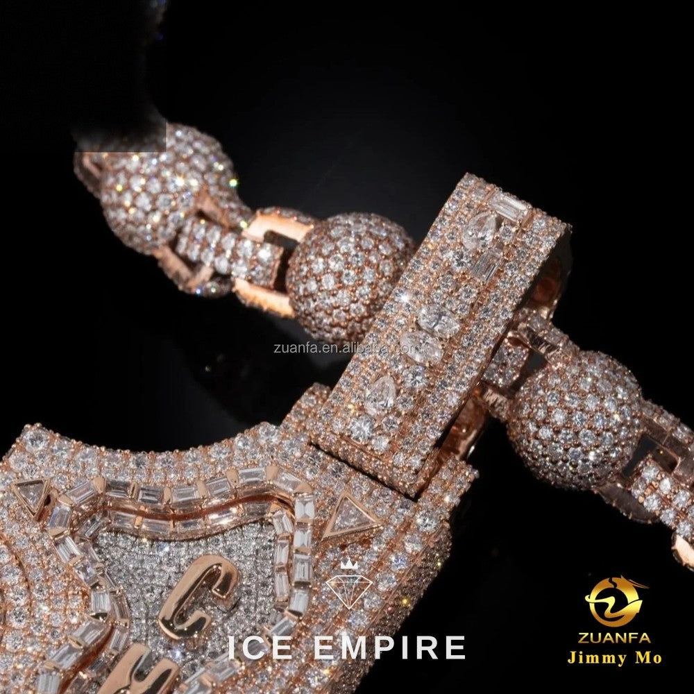 Iced Out Rose Gold Moissanite Pendant
