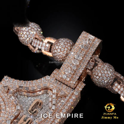 Iced Out Rose Gold Moissanite Pendant