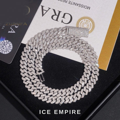 Iced Out Baguette Rose Gold Plated Moissanite Cuban Chain