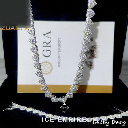 Iced Out Heart Rose Gold Plated Moissanite Cuban Chain