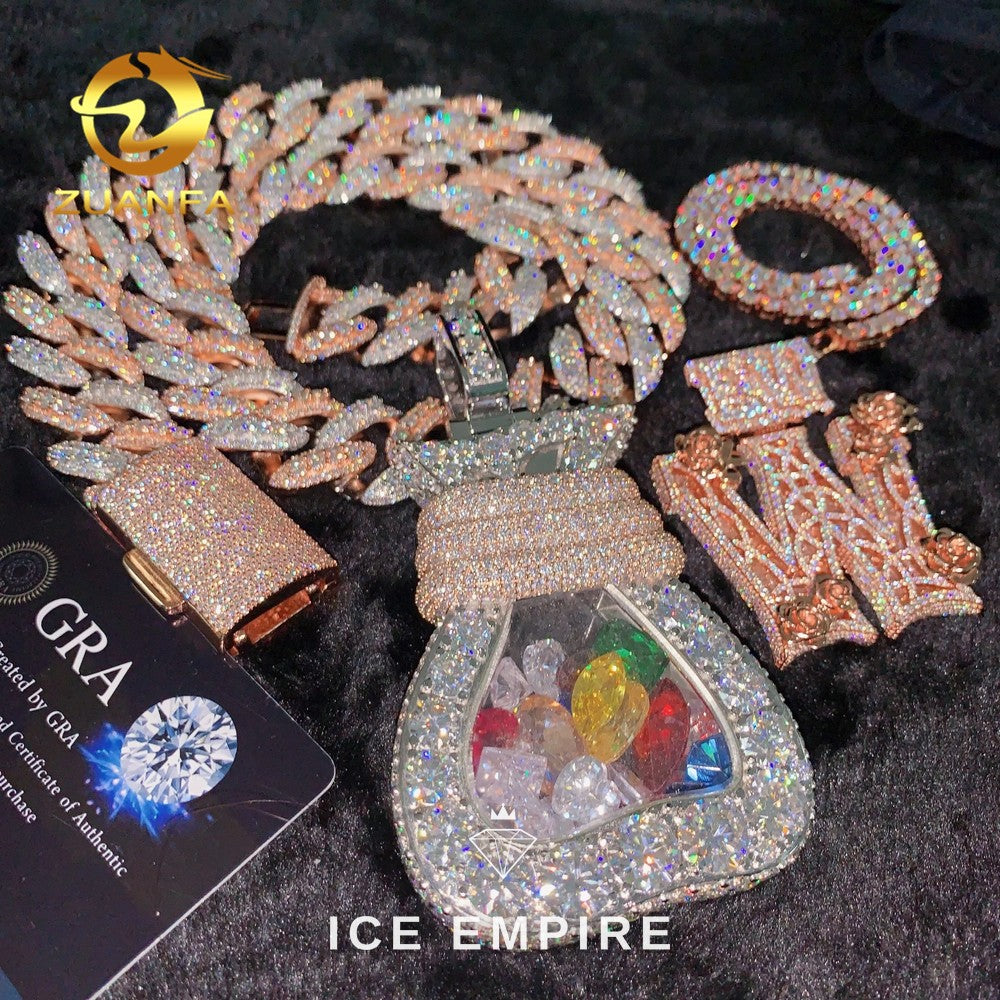 Iced Out Baguette 925 Silver Pendant