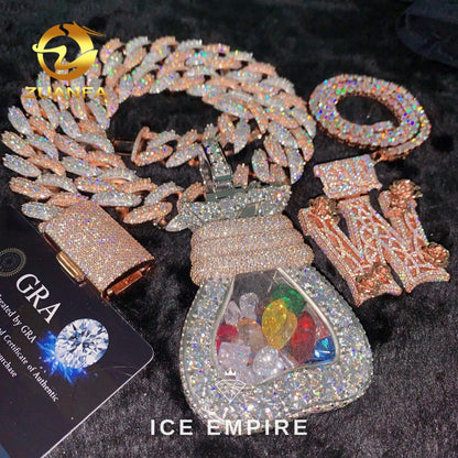 Iced Out Baguette 925 Silver Pendant