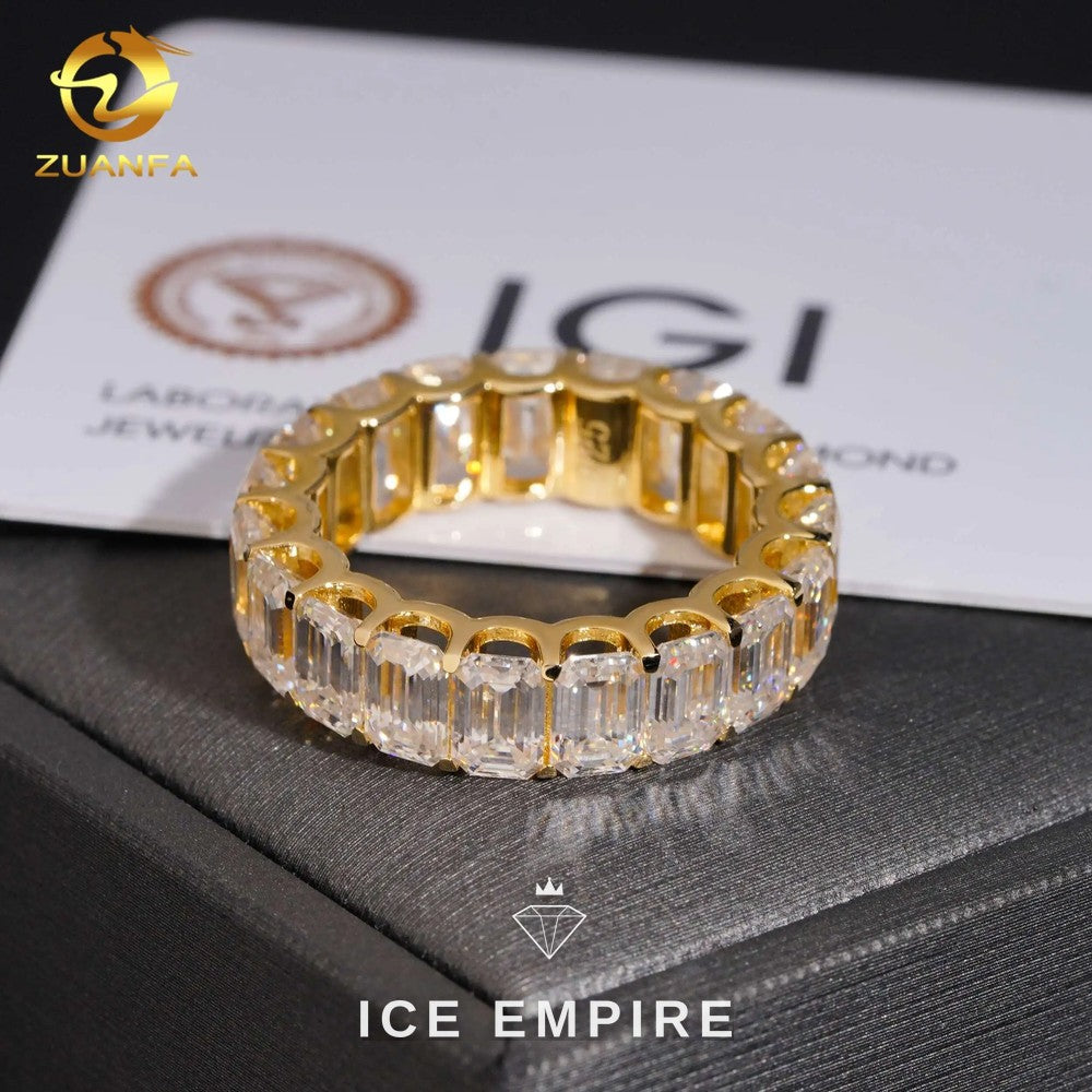 Iced Out 10K Gold Lab Grown Diamond Wedding Band