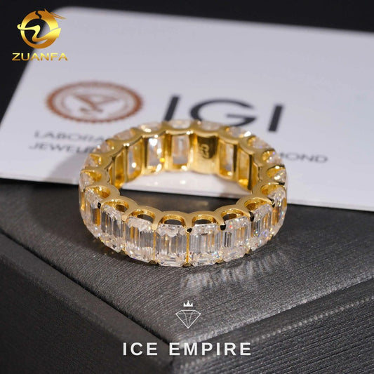 Iced Out 10K Gold Lab Grown Diamond Wedding Band