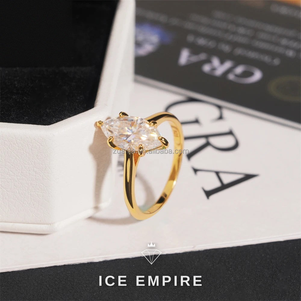 Iced Out 925 Silver Moissanite Engagement Ring