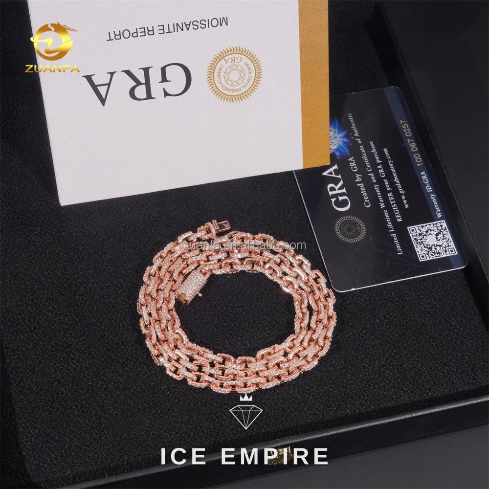 Iced Out Rose Gold Plated Moissanite Cuban Chain