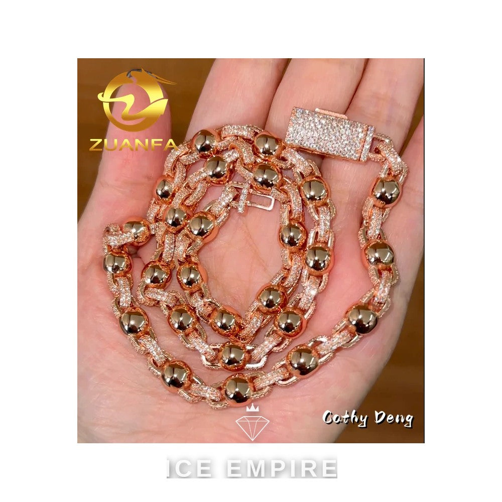 Iced Out Rose Gold Plated Moissanite Cuban Chain