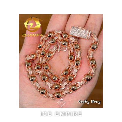 Iced Out Rose Gold Plated Moissanite Cuban Chain