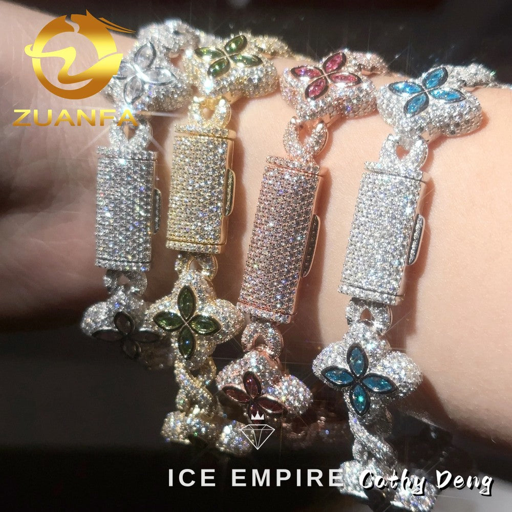 Iced Out 925 Silver Moissanite Cuban Chain