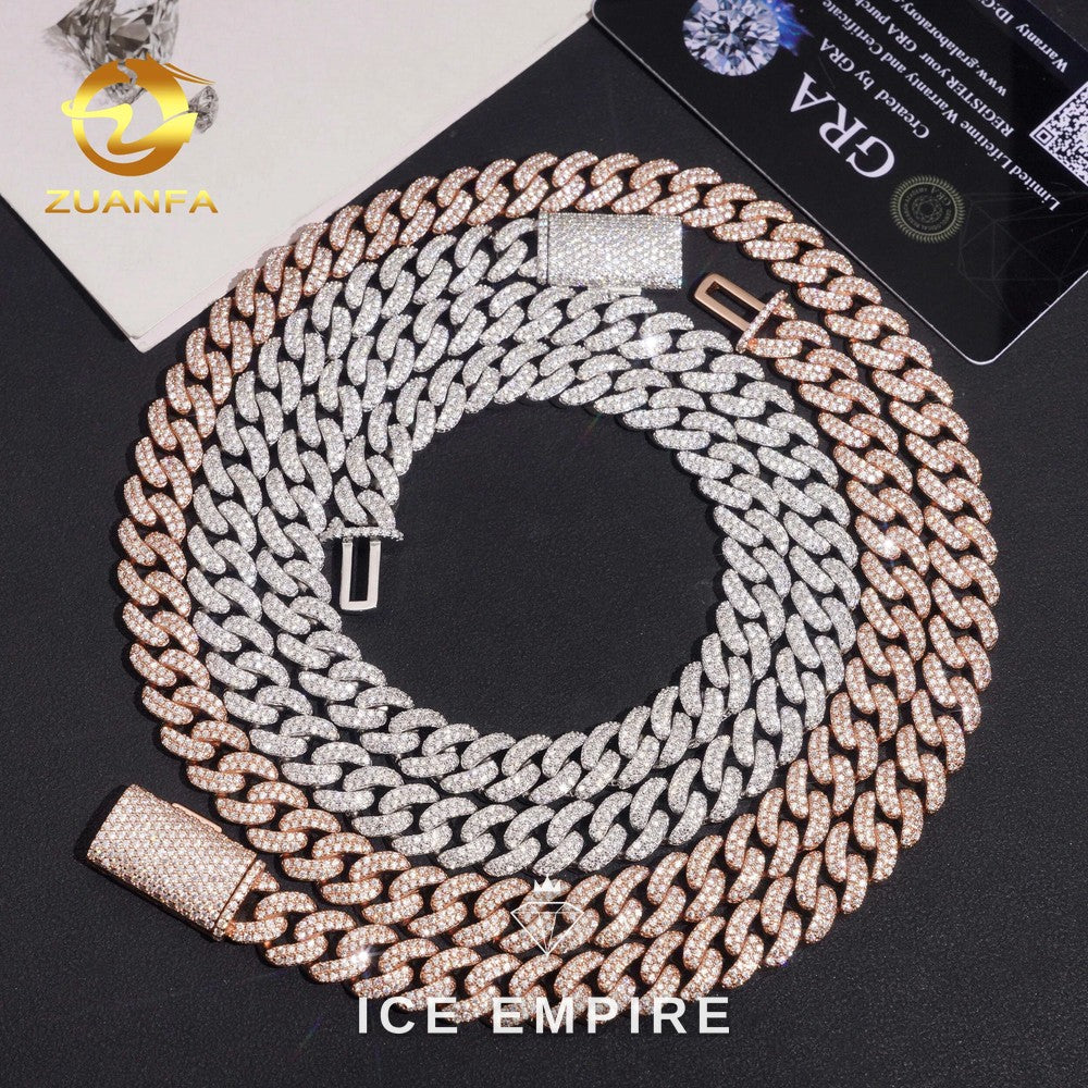 Iced Out Rose Gold Plated Moissanite Cuban Chain
