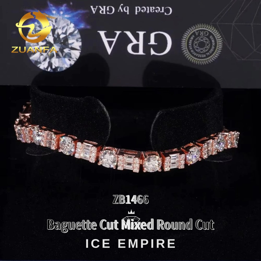 Iced Out Baguette Rose Gold Plated Moissanite Cuban Chain