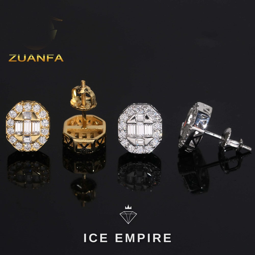 Iced Out 925 Silver Moissanite Earrings