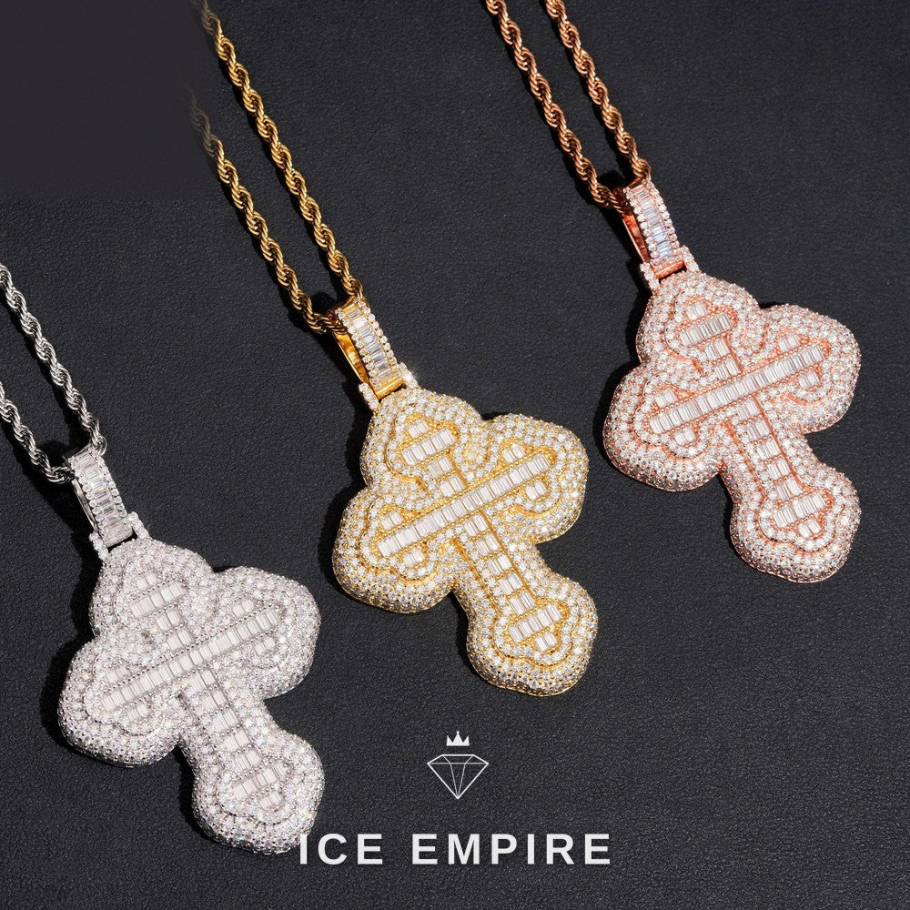 Iced Out Cross 925 Silver Moissanite Pendant