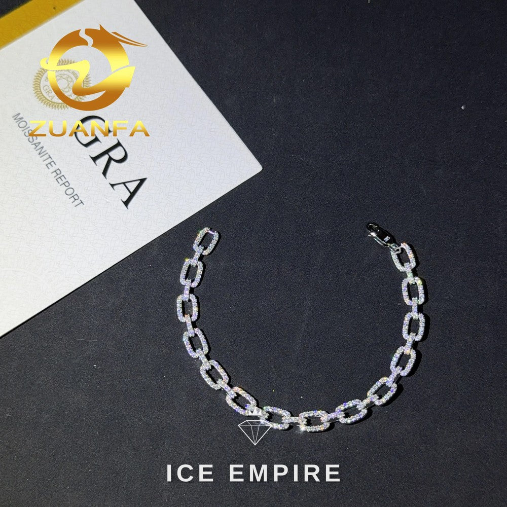 Iced Out 925 Silver Moissanite Cuban Chain