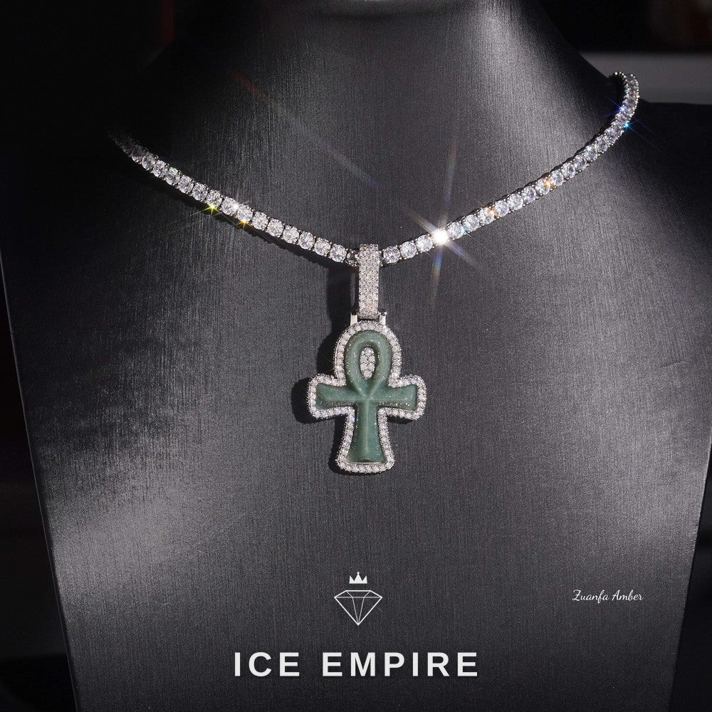 Iced Out Cross 925 Silver Lab Grown Diamond Pendant