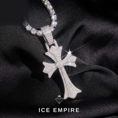 Iced Out Cross Rose Gold Plated Moissanite Pendant