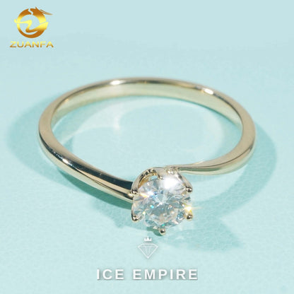Iced Out Gold Plated Moissanite Engagement Ring