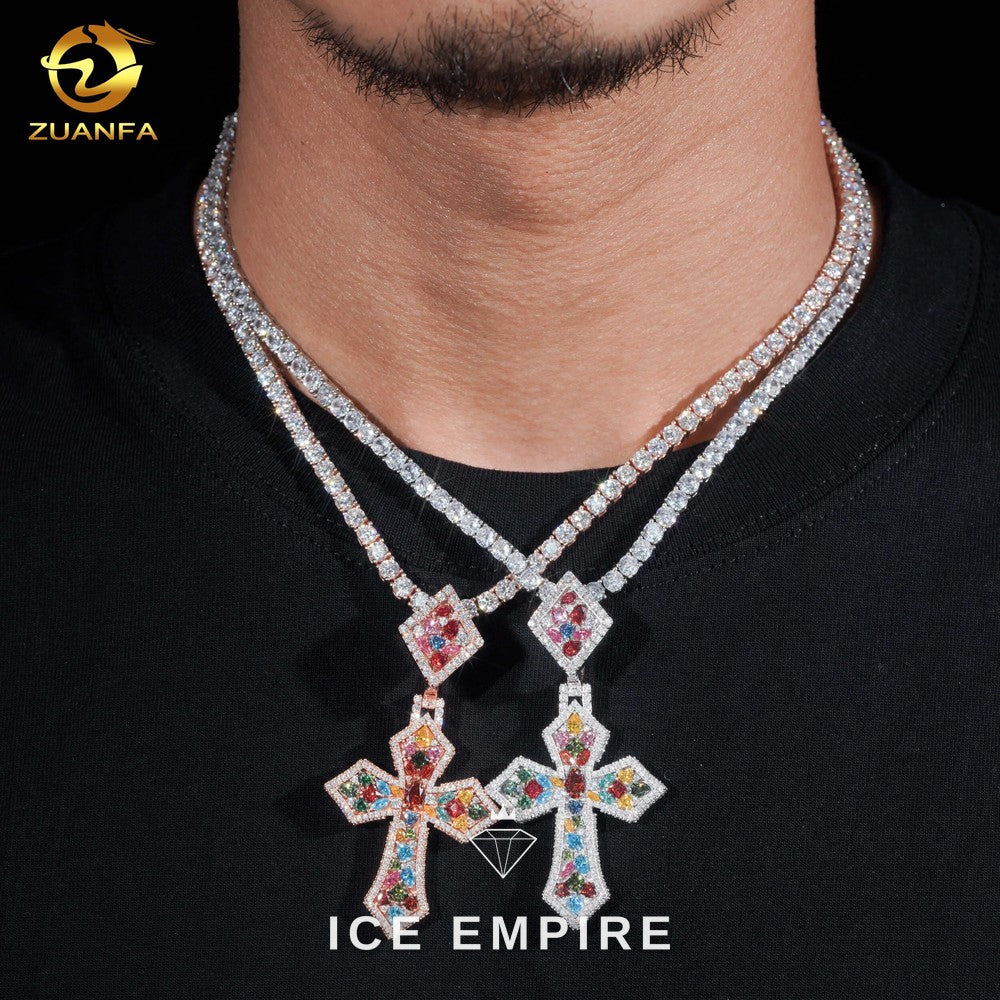 Iced Out Cross 925 Silver Pendant