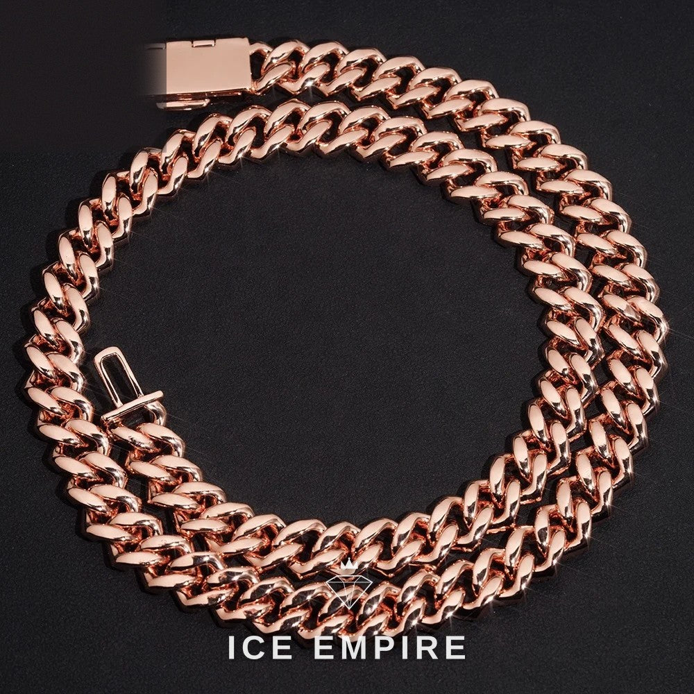Iced Out Rose Gold Plated Moissanite Cuban Chain