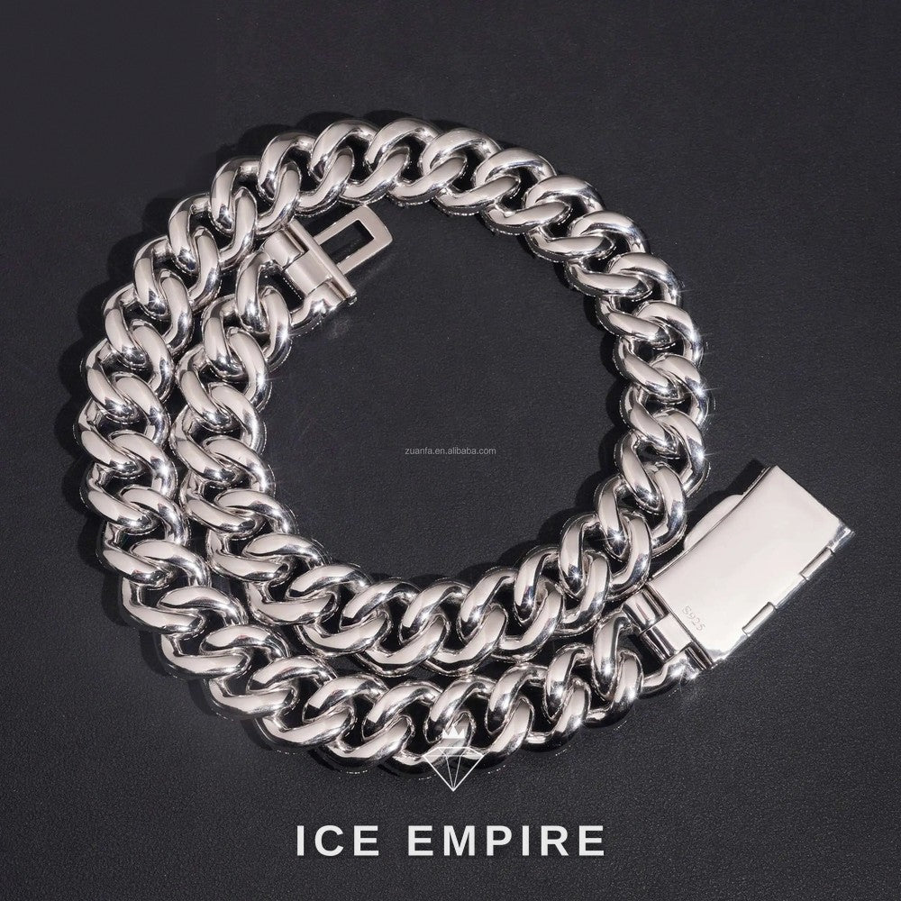 Iced Out 925 Silver Moissanite Cuban Chain