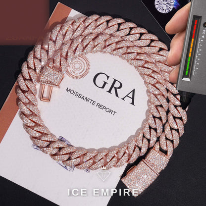 Iced Out Rose Gold Plated Moissanite Cuban Chain