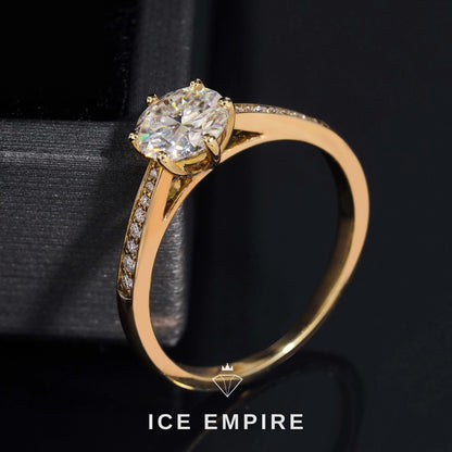 Iced Out 10K Gold Moissanite Engagement Ring