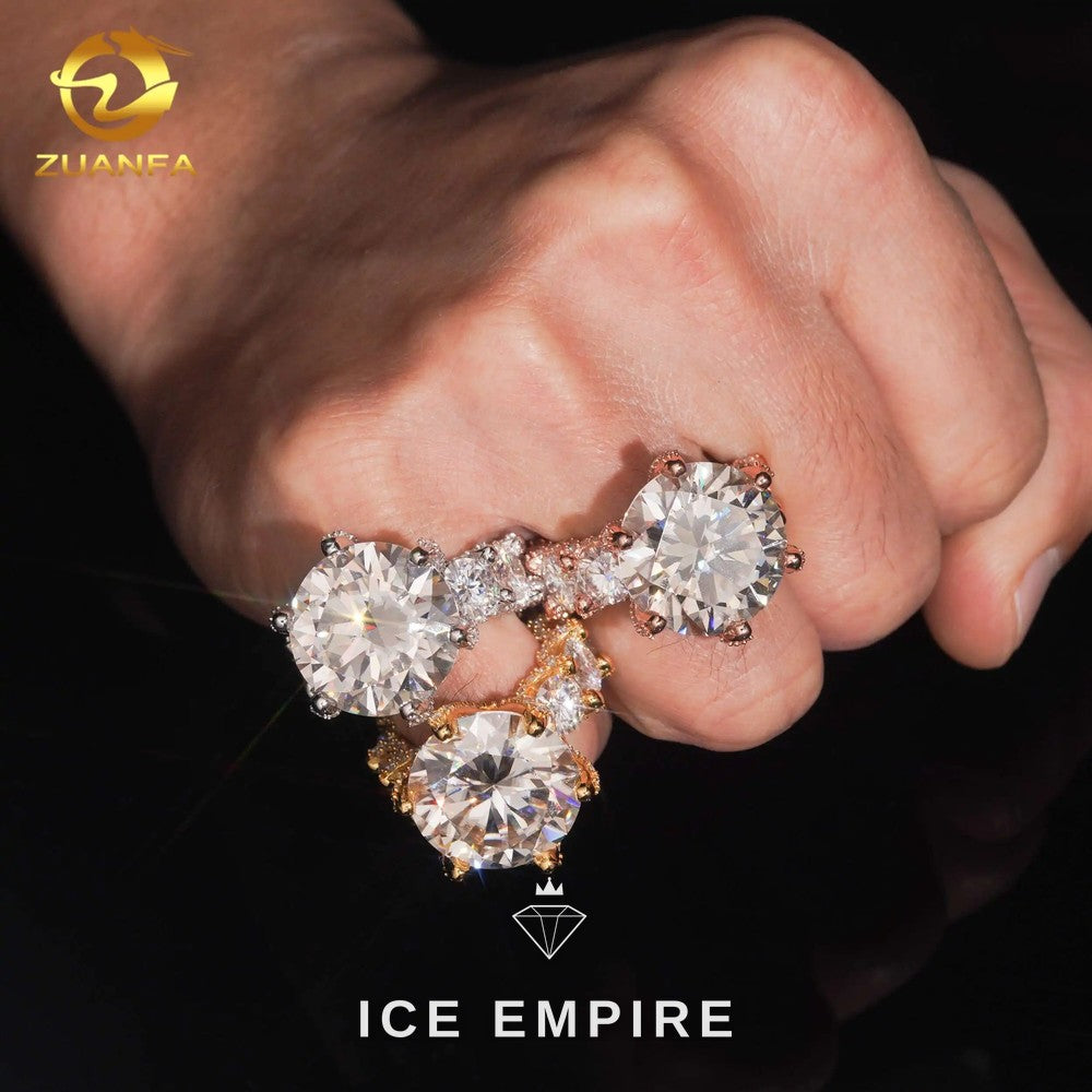 Iced Out Gold Plated Moissanite Engagement Ring