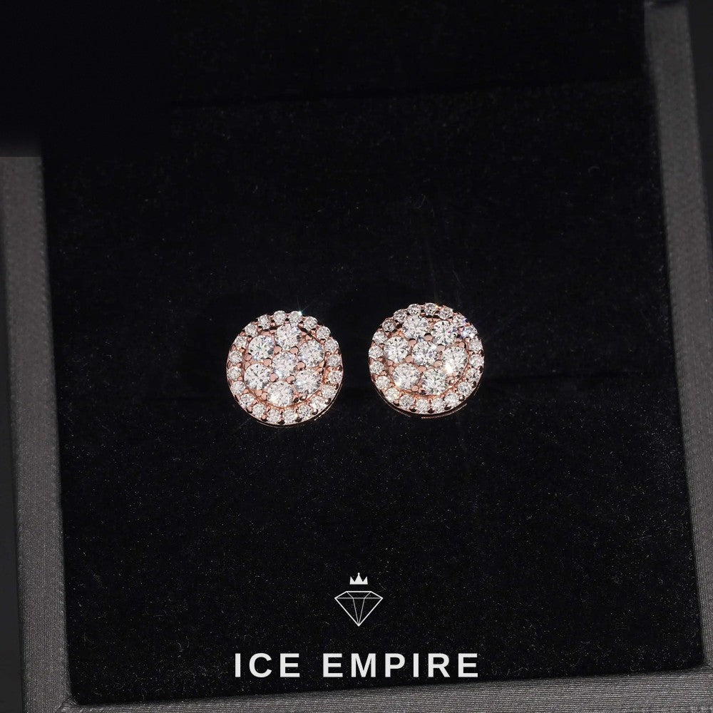 Iced Out Baguette Rose Gold Plated Moissanite Stud Earrings