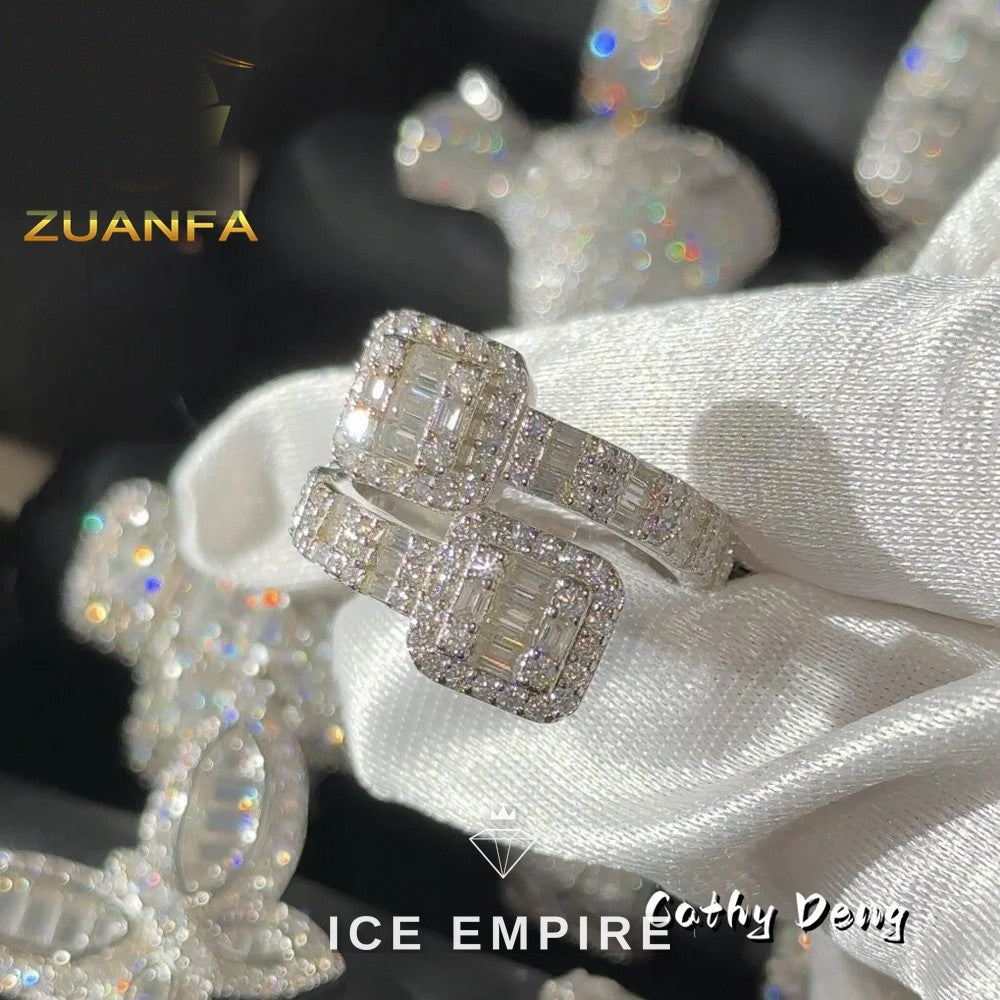 Iced Out 925 Silver Moissanite Ring
