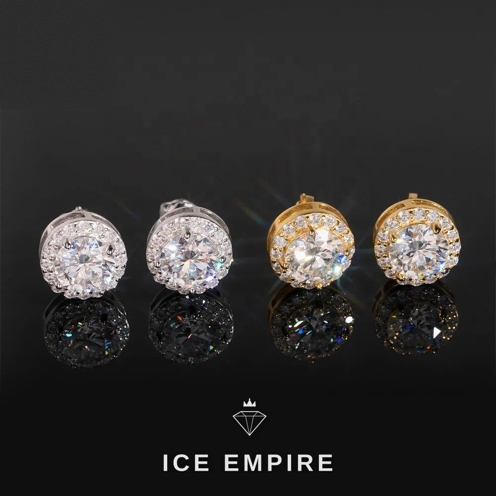 Iced Out 925 Silver Moissanite Stud Earrings
