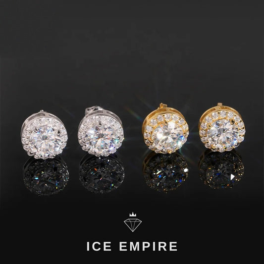 Iced Out 925 Silver Moissanite Stud Earrings