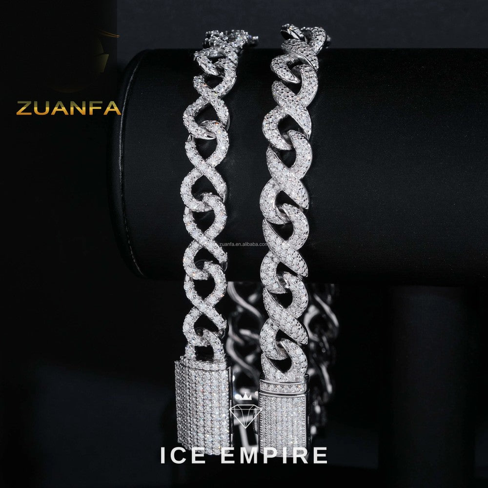 Iced Out 925 Silver Moissanite Cuban Chain