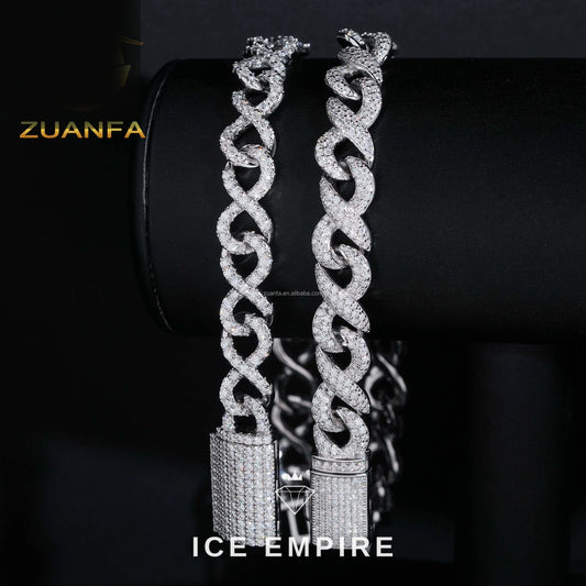 Iced Out 925 Silver Moissanite Cuban Chain