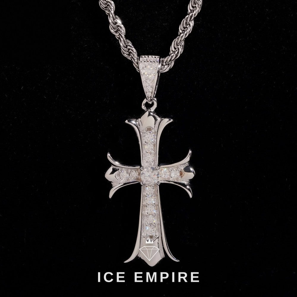 Iced Out Cross Gold Plated Moissanite Pendant
