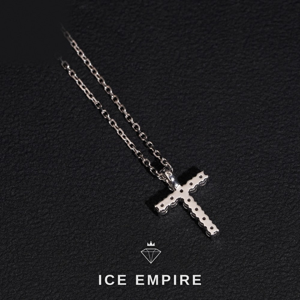 Iced Out Cross 10K Gold Lab Grown Diamond Chain