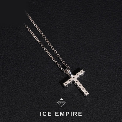 Iced Out Cross 10K Gold Lab Grown Diamond Chain
