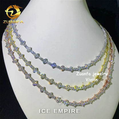 Iced Out Cross Rose Gold Plated Moissanite Cuban Chain