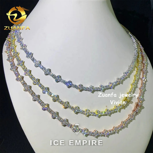 Iced Out Cross Rose Gold Plated Moissanite Cuban Chain
