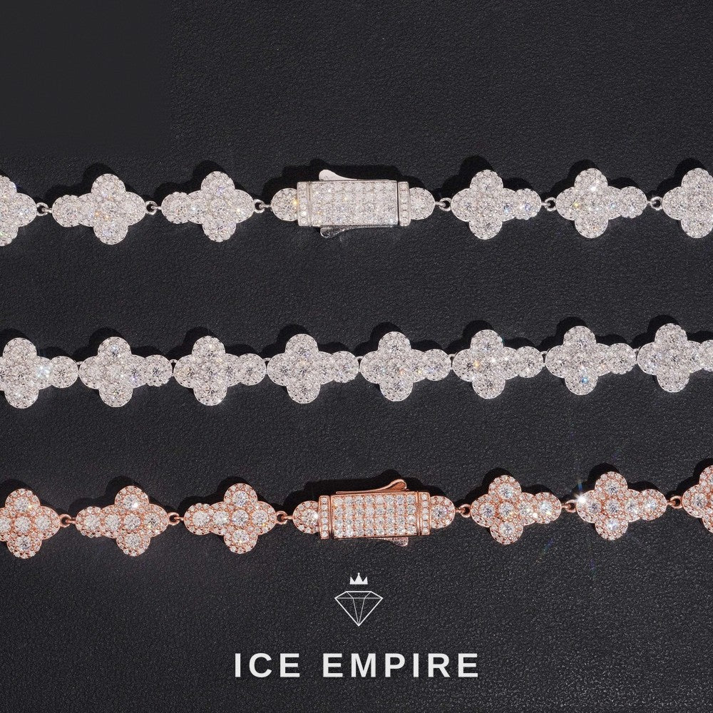 Iced Out Cross Rose Gold Plated Moissanite Cuban Chain