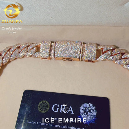 Iced Out Rose Gold Plated Moissanite Cuban Chain