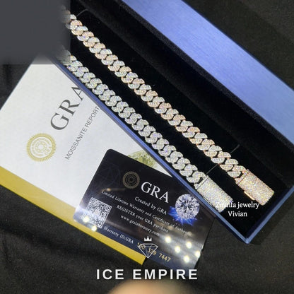 Iced Out 925 Silver Moissanite Cuban Chain