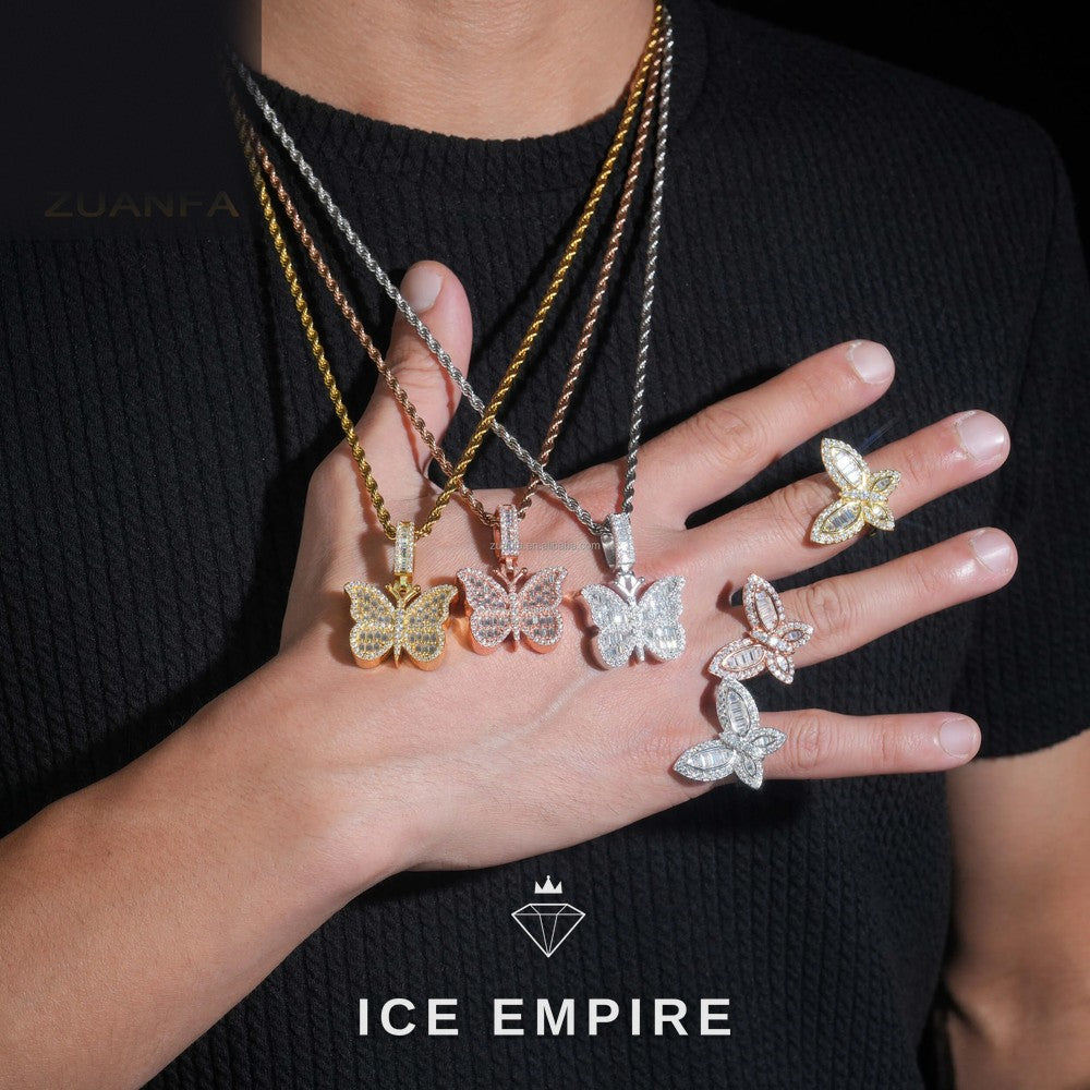 Iced Out Cross Rose Gold Plated Moissanite Pendant