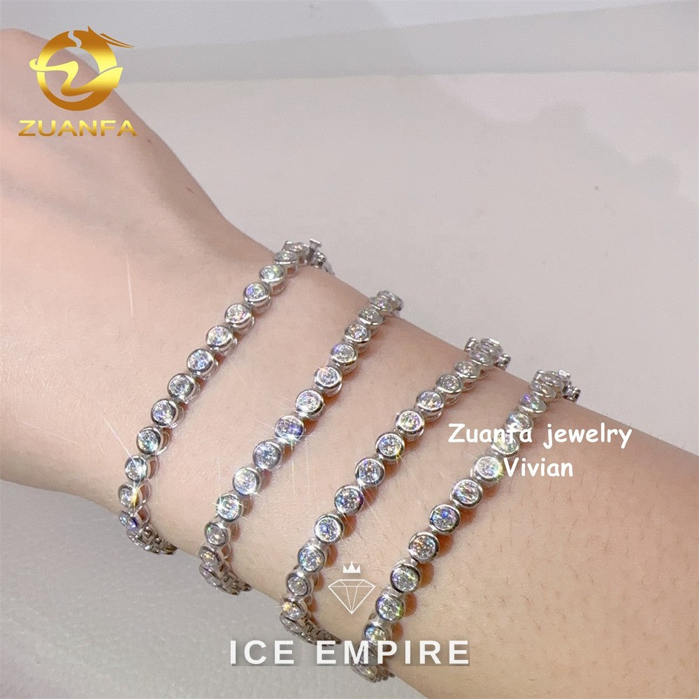 Iced Out 925 Silver Moissanite Tennis Chain