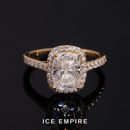Iced Out 14K Gold Moissanite Wedding Band