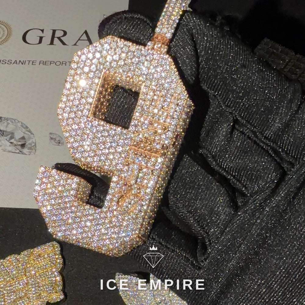 Iced Out Rose Gold Plated Moissanite Pendant