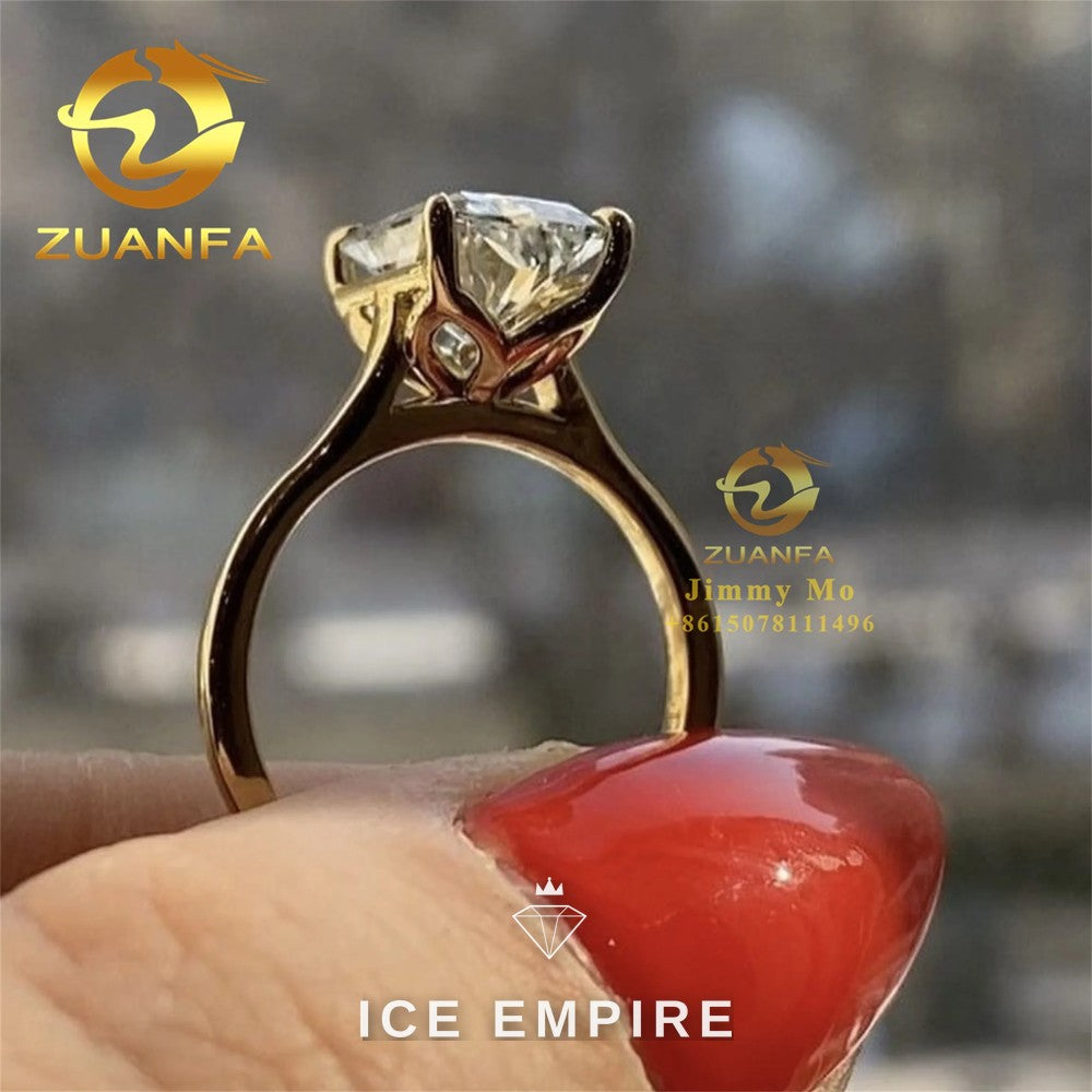 Iced Out 10K Gold Moissanite Engagement Ring