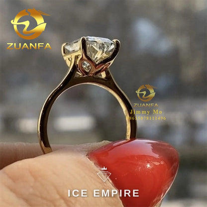 Iced Out 10K Gold Moissanite Engagement Ring