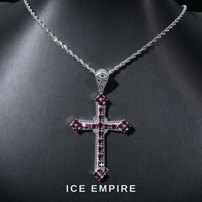 Iced Out Cross 925 Silver Pendant